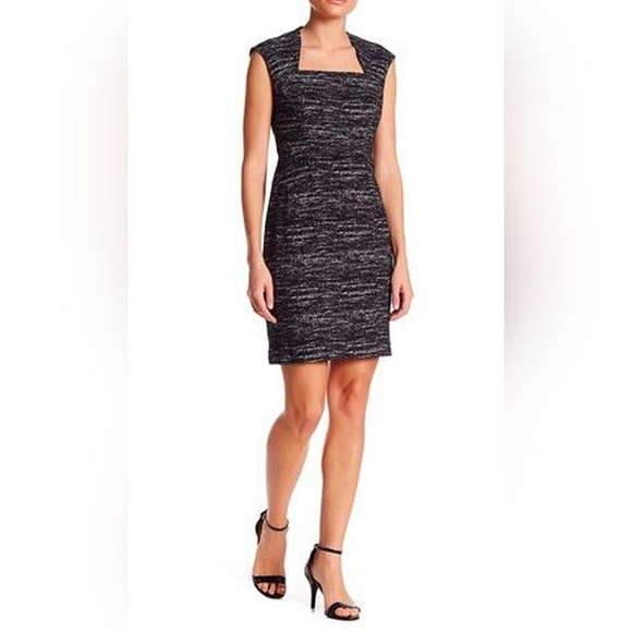 Adrianna Papell Textured Knit Gray Sheath Dress Size 2 - Picture 1 of 7
